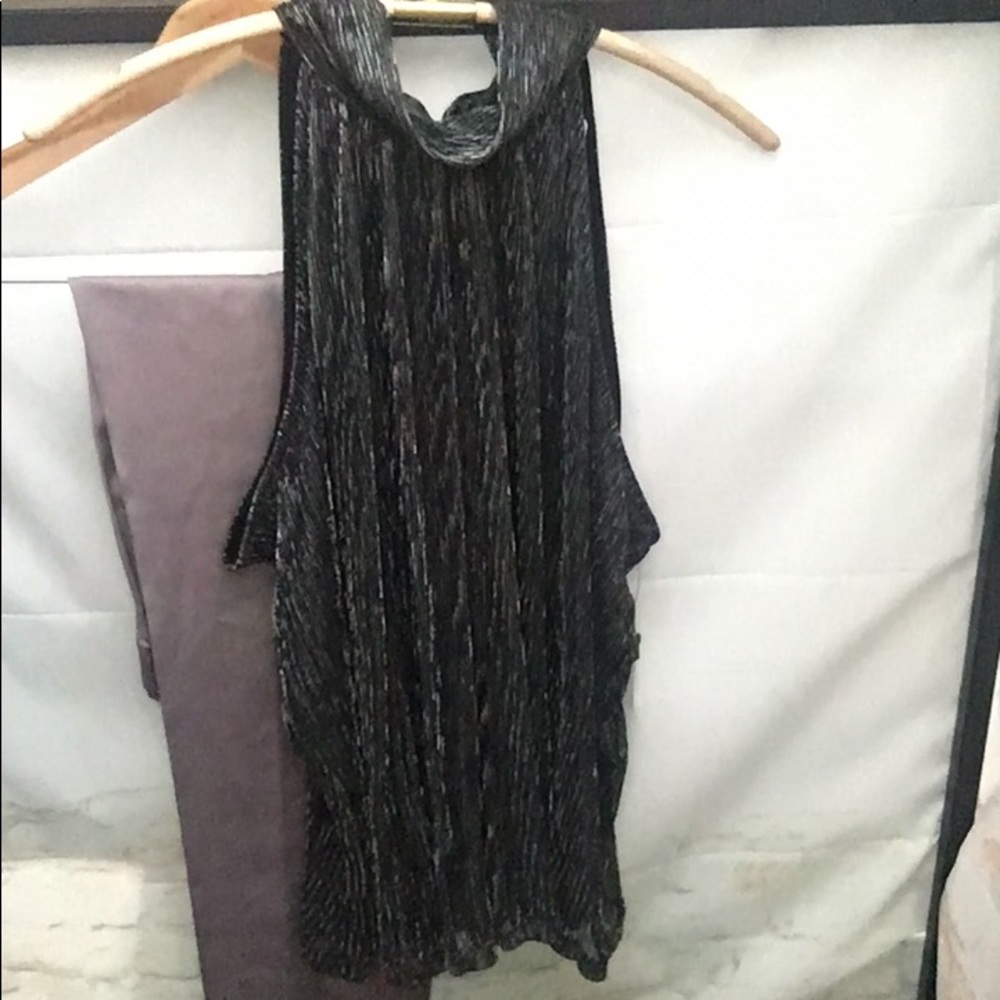 New Women’s Nine West High Halter Turtle Neck Metallic Tank Shirt - Picture 4 of 12